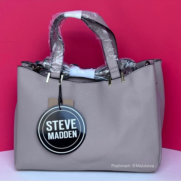 NWT 3 pcs! Steve Madden Bparker Crossbody Purse Handbag Color Mushroom Taupe - Picture 3 of 11